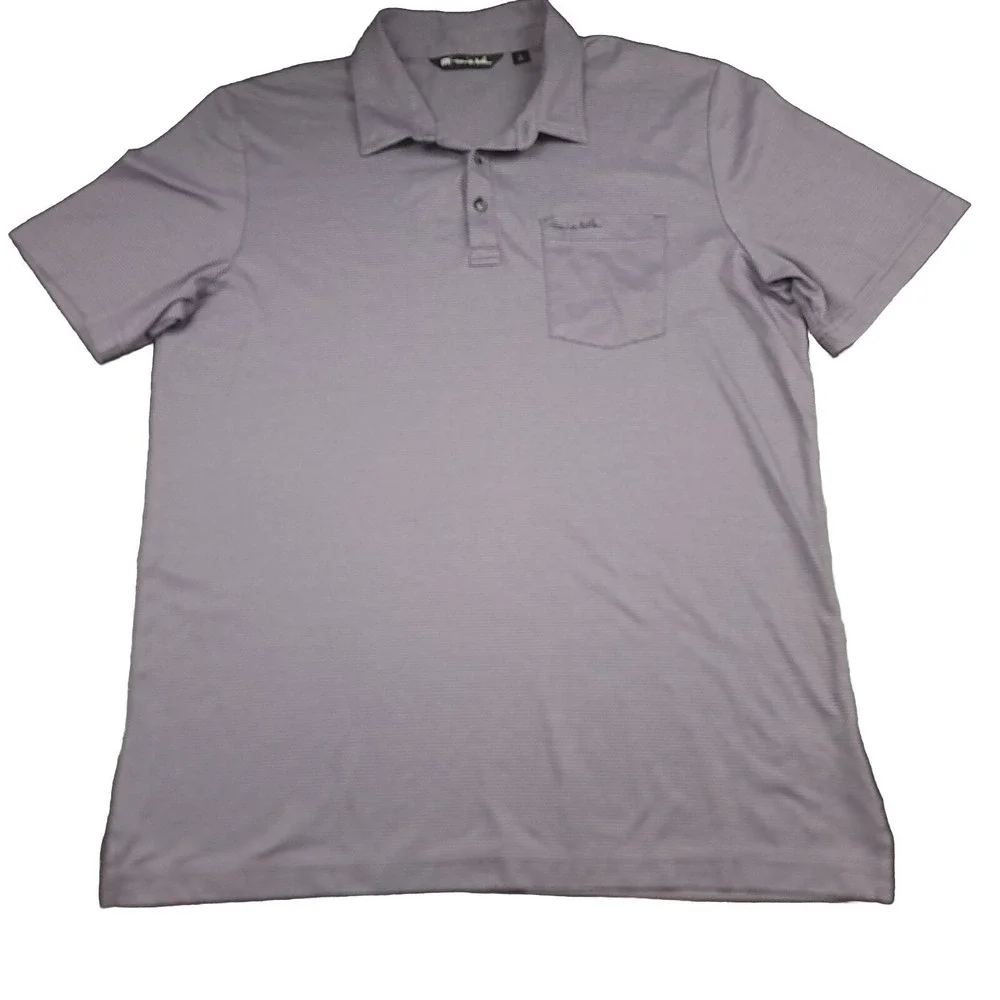 Travis Mathew Mens XL Shirt Purple Pima Cotton Blend Golf Polo Micro Stripe Lux